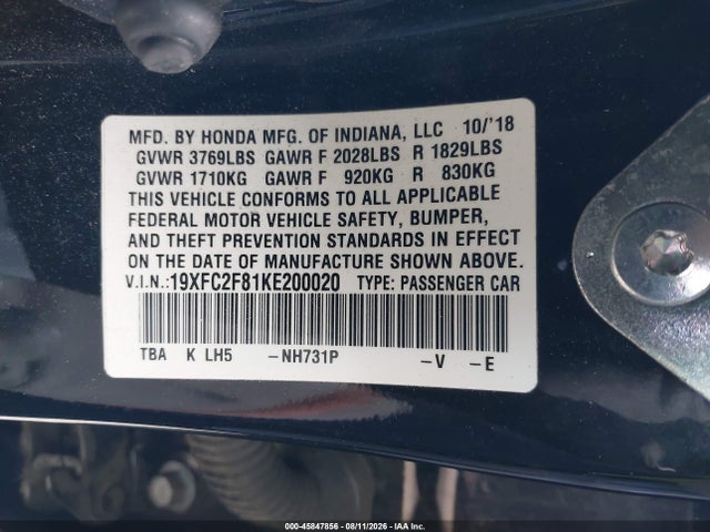 Honda Civic Sport 2019 19XFC2F81KE200020 Image 9