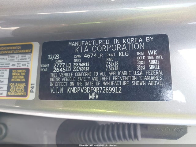 2024 Kia Sportage Ex მანქანა იყიდება აუქციონზე, vin: KNDPV3DF9R7269912, აუქციონის ნომერი: 45847877