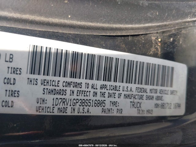 Продаж на аукціоні авто 2011 Ram Ram 1500 Slt, vin: 1D7RV1GP3BS516805, номер лоту: 45847879