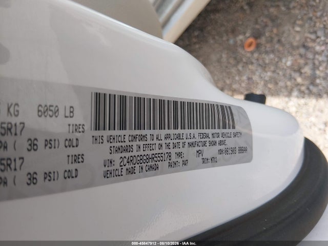 Aukcja sprzedaży 2017 Dodge Grand Caravan Se Plus, vin: 2C4RDGBG8HR555178, numer aukcji: 45847912