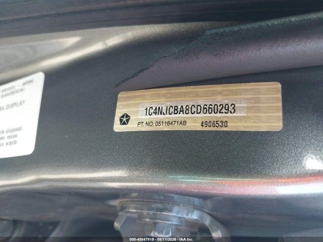 Aukcja sprzedaży 2012 Jeep Compass Sport, vin: 1C4NJCBA8CD660293, numer aukcji: 45847919