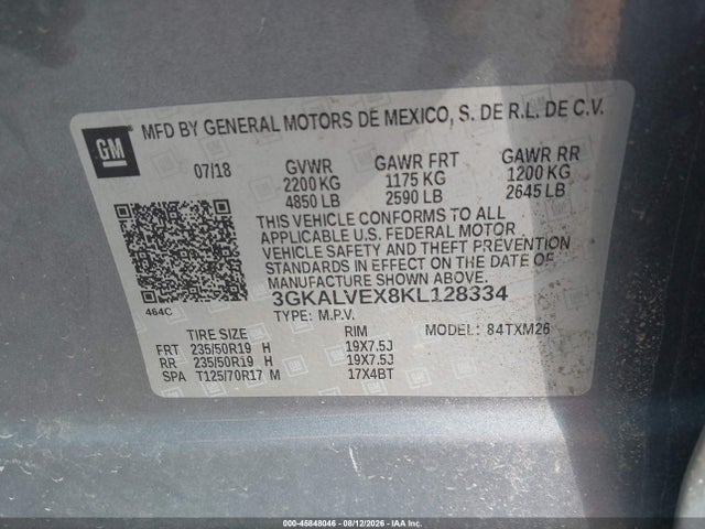 Aukcja sprzedaży 2019 Gmc Terrain Slt, vin: 3GKALVEX8KL128334, numer aukcji: 45848046