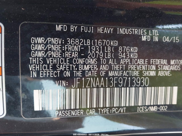 Aukcja sprzedaży 2015 Scion Fr-s, vin: JF1ZNAA13F9713930, numer aukcji: 45848053