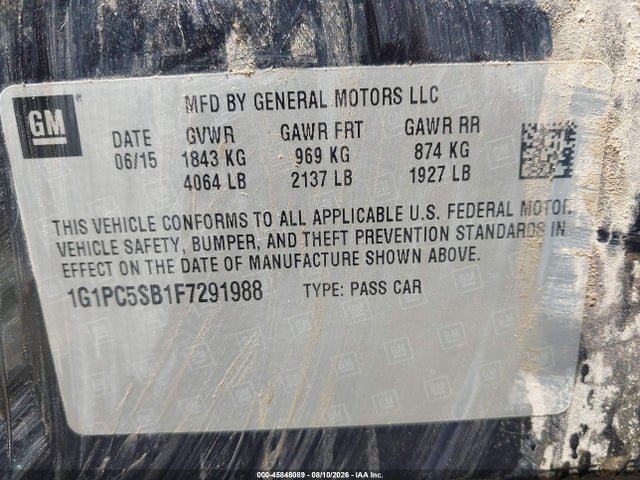 Продажа на аукционе авто 2015 Chevrolet Cruze 1lt Auto, vin: 1G1PC5SB1F7291988, номер лота: 45848089