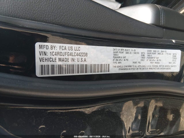 Aukcja sprzedaży 2020 Dodge Durango Pursuit Awd, vin: 1C4RDJFG4LC442238, numer aukcji: 45848095