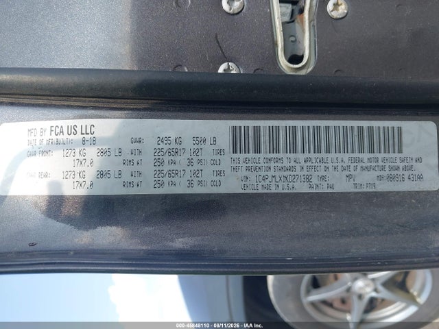 45848110 :رقم المزاد ، 1C4PJMLX1KD271382 vin ، 2019 Jeep Cherokee Latitude Plus 4x4 مزاد بيع