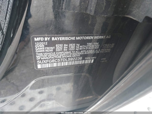 2013 Bmw X6 Xdrive50i მანქანა იყიდება აუქციონზე, vin: 5UXFG8C57DL592236, აუქციონის ნომერი: 45848199