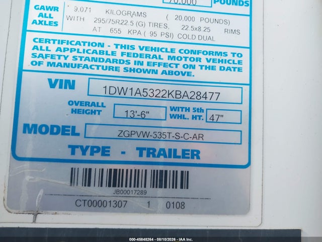 Stoughton Trailers Inc Stoughton 2019 1DW1A5322KBA28477 Image 9