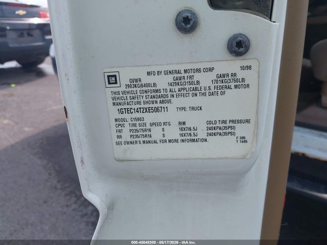 Aukcja sprzedaży 1999 Gmc New Sierra 1500 Sle, vin: 1GTEC14T2XE506711, numer aukcji: 45848300