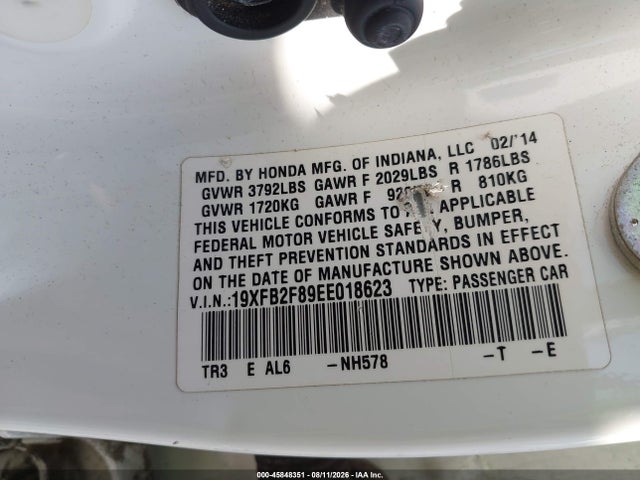 Honda CIVIC EX 2014 19XFB2F89EE018623 Image 9