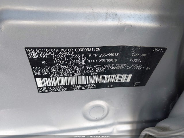 Toyota Rav4 Limited 2015 JTMDFREV6FD138913 Image 9