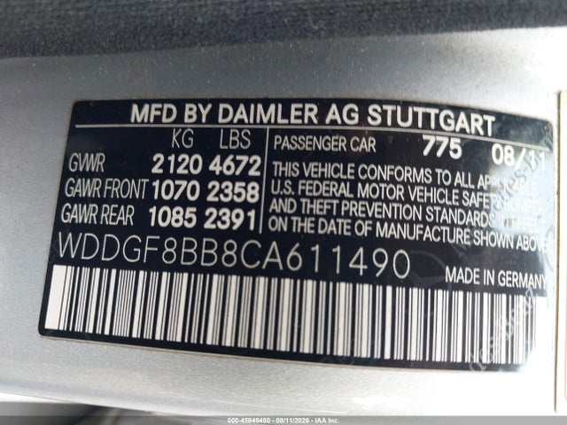 Aukcja sprzedaży 2012 Mercedes-benz C 300 Sport 4matic, vin: WDDGF8BB8CA611490, numer aukcji: 45848450