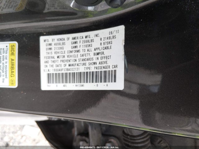 Aukcja sprzedaży 2011 Acura Tl 3.5, vin: 19UUA8F53BA002131, numer aukcji: 45848473