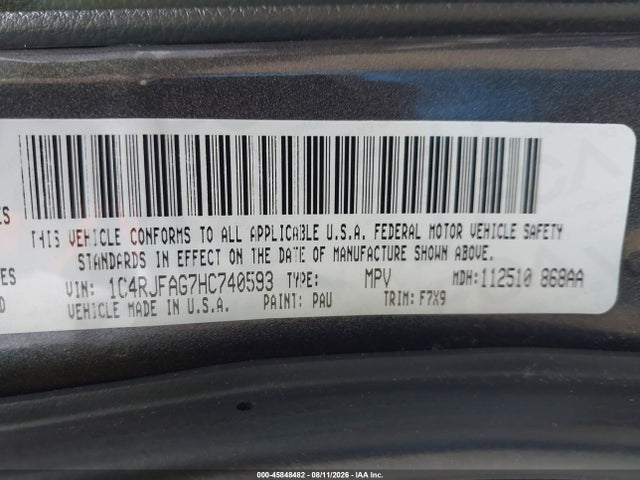 1C4RJFAG7HC740593 Jeep Grand Cherokee Laredo