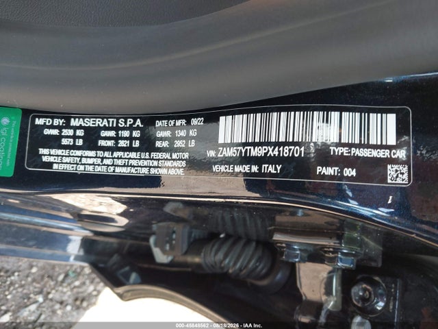 2023 Maserati Ghibli Modena Q4 მანქანა იყიდება აუქციონზე, vin: ZAM57YTM9PX418701, აუქციონის ნომერი: 45848562