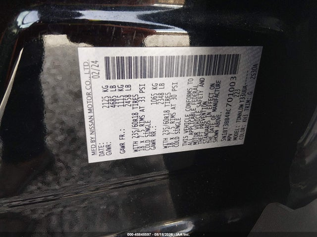 Aukcja sprzedaży 2024 Nissan Rogue Sv Intelligent Awd, vin: 5N1BT3BB4RC701003, numer aukcji: 45848597