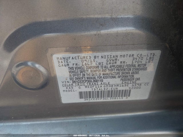 Aukcja sprzedaży 2016 Nissan Versa Note S (sr)/s Plus/sl/sr/sv, vin: 3N1CE2CP3GL358115, numer aukcji: 45848683
