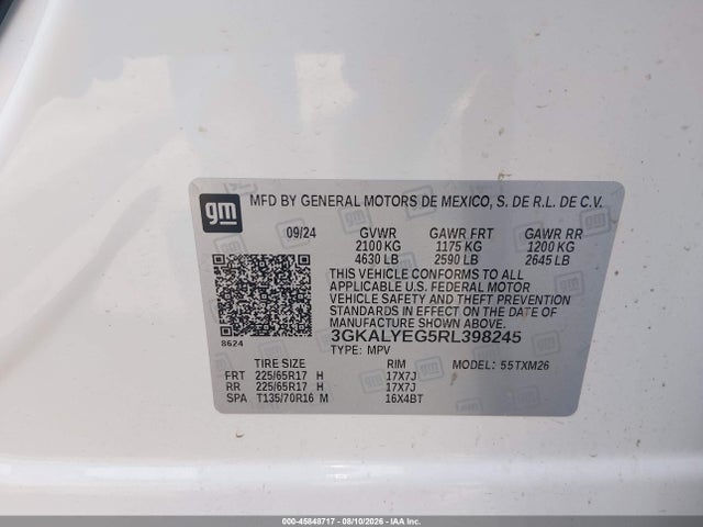 45848717 :رقم المزاد ، 3GKALYEG5RL398245 vin ، 2024 Gmc Terrain Awd At4 مزاد بيع