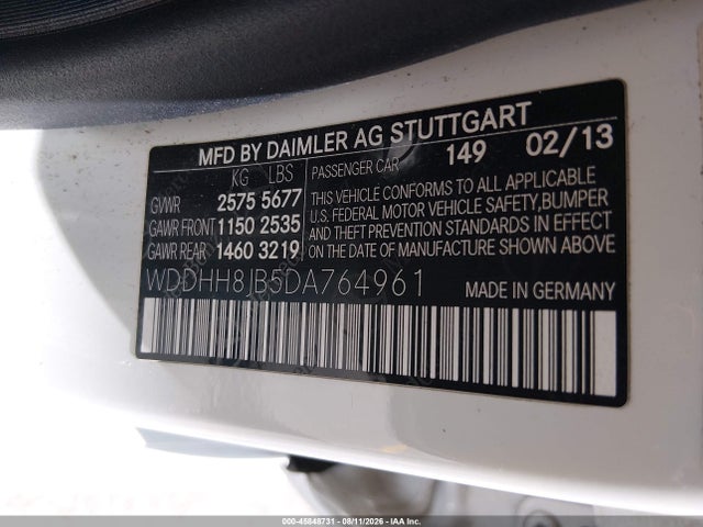 45848731 :رقم المزاد ، WDDHH8JB5DA764961 vin ، 2013 Mercedes-benz E 350 4matic مزاد بيع
