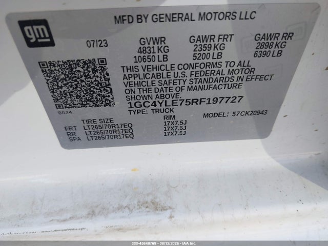 1GC4YLE75RF197727 Chevrolet Silverado 2500hd 4wd Long Bed Work Truck