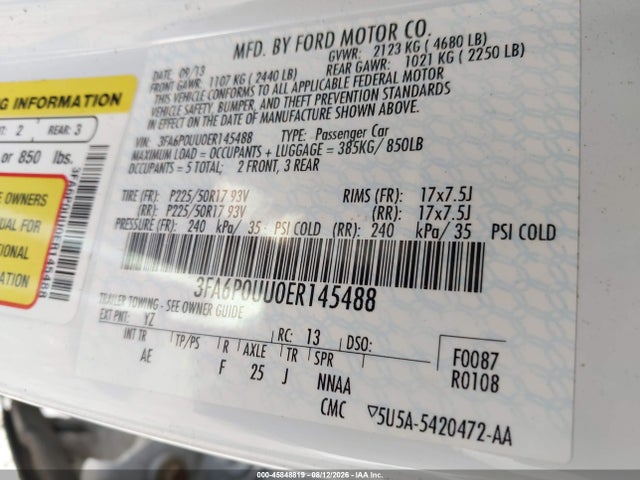 Ford Fusion Hybrid S 2014 3FA6P0UU0ER145488 Image 9