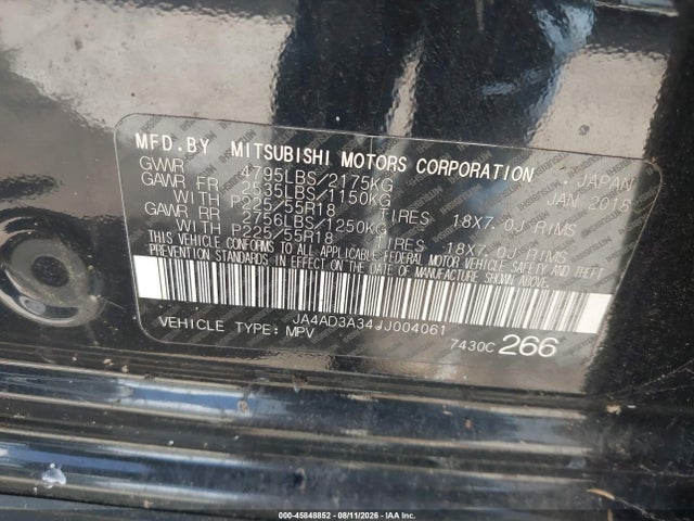Mitsubishi Outlander Se 2018 JA4AD3A34JJ004061 Image 9