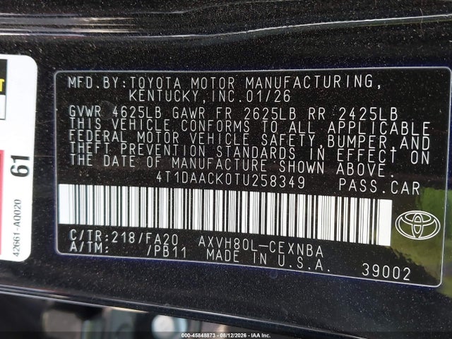 Toyota CAMRY LE 2026 4T1DAACK0TU258349 Image 9