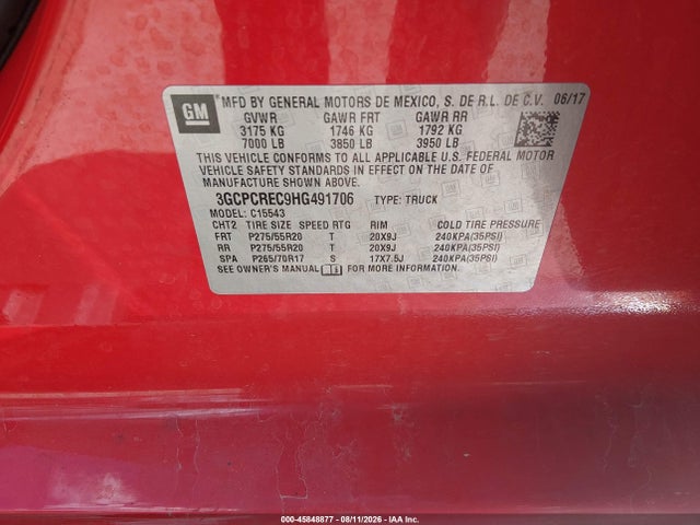 3GCPCREC9HG491706 Chevrolet Silverado 1500 Lt