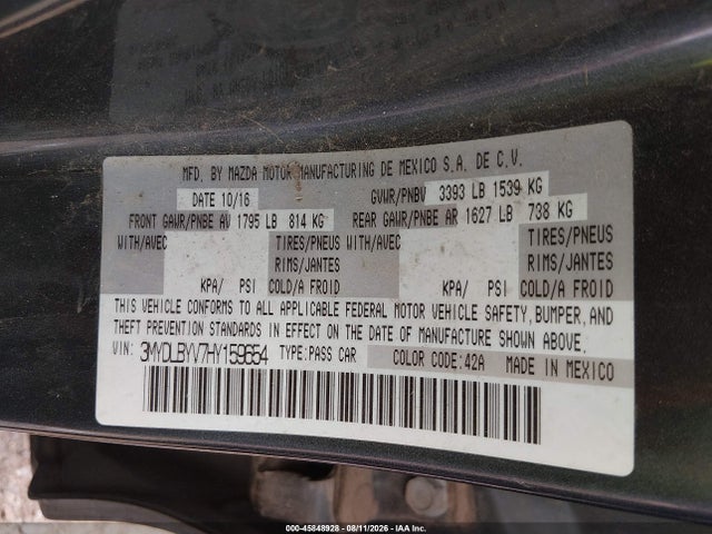 3MYDLBYV7HY159654 Toyota YARIS IA
