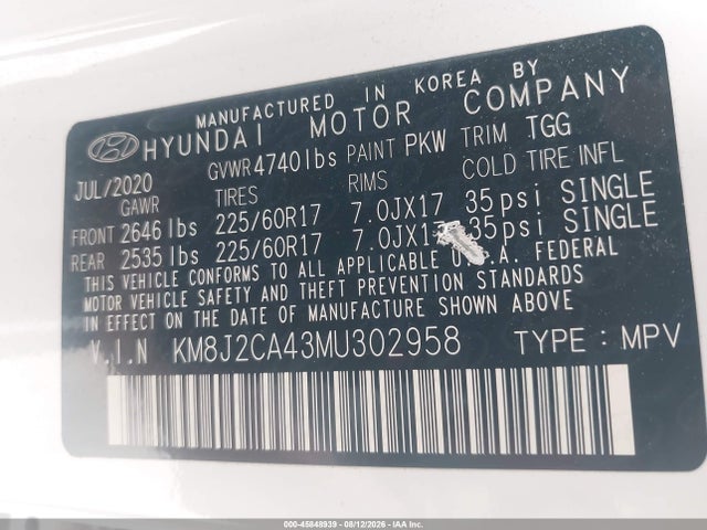 Hyundai TUCSON SE 2021 KM8J2CA43MU302958 Image 8