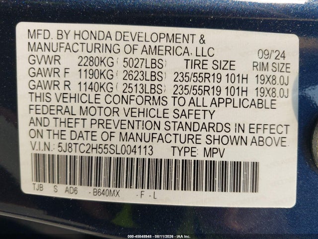 2025 Acura Rdx Technology მანქანა იყიდება აუქციონზე, vin: 5J8TC2H55SL004113, აუქციონის ნომერი: 45848948