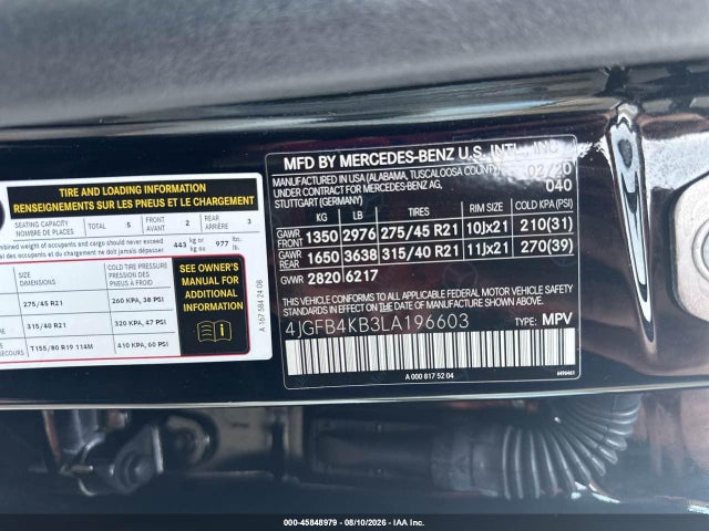 Продаж на аукціоні авто 2020 Mercedes-benz Gle 350 4matic, vin: 4JGFB4KB3LA196603, номер лоту: 45848979