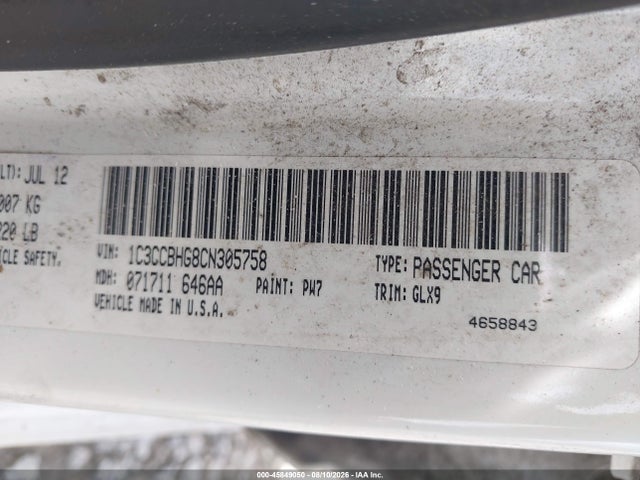 45849050 :رقم المزاد ، 1C3CCBHG8CN305758 vin ، 2012 Chrysler 200 S مزاد بيع
