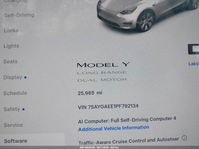 Продажа на аукционе авто 2023 Tesla Model Y Awd/long Range Dual Motor All-wheel Drive, vin: 7SAYGAEE1PF792134, номер лота: 45849159