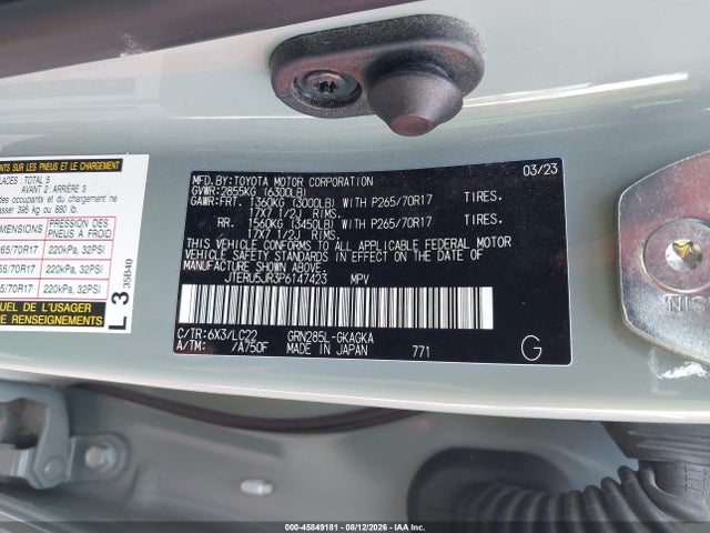 Aukcja sprzedaży 2023 Toyota 4runner Trd Off Road Premium, vin: JTERU5JR3P6147423, numer aukcji: 45849181