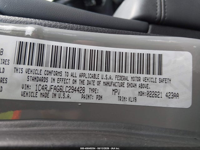 2020 Jeep Grand Cherokee Altitude 4x4 მანქანა იყიდება აუქციონზე, vin: 1C4RJFAG6LC294428, აუქციონის ნომერი: 45849254