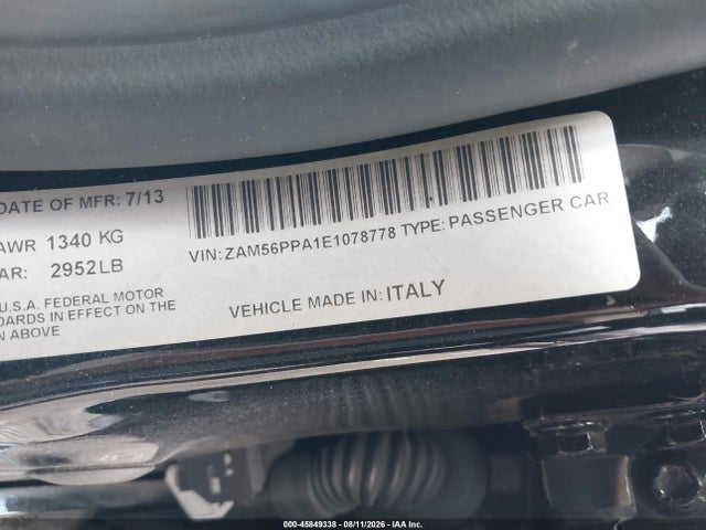 45849338 :رقم المزاد ، ZAM56PPA1E1078778 vin ، 2014 Maserati Quattroporte Gts مزاد بيع