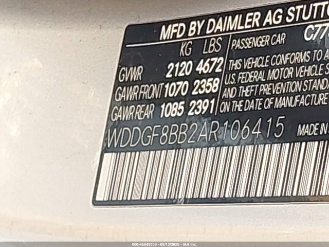45849339 :رقم المزاد ، WDDGF8BB2AR106415 vin ، 2010 Mercedes-benz C 300 Luxury 4matic/sport 4matic مزاد بيع