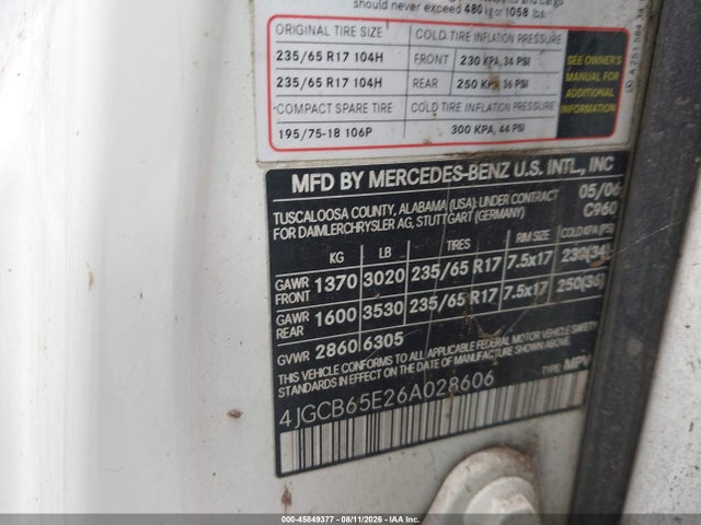 Aukcja sprzedaży 2006 Mercedes-benz R 350 4matic, vin: 4JGCB65E26A028606, numer aukcji: 45849377