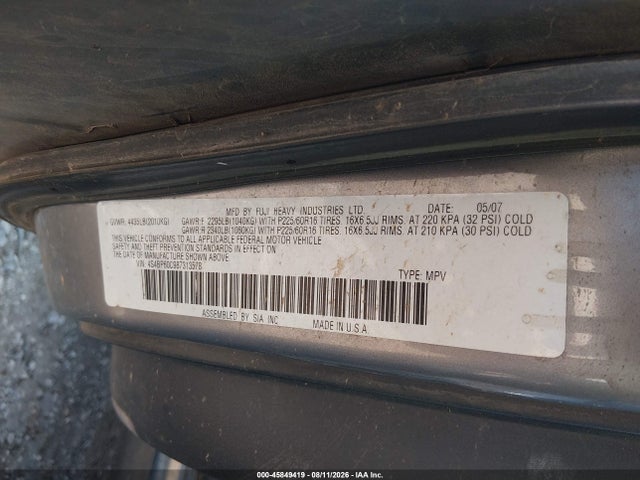 Продажа на аукционе авто 2008 Subaru Outback, vin: 4S4BP60C987313578, номер лота: 45849419