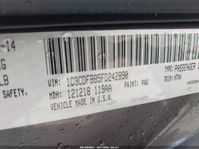 45849421 :رقم المزاد ، 1C3CDFBB5FD242890 vin ، 2015 Dodge Dart Sxt مزاد بيع