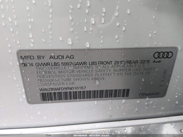 45849448 :رقم المزاد ، WAU3MAFD9FN016157 vin ، 2015 Audi A8 L 3.0 Tdi مزاد بيع