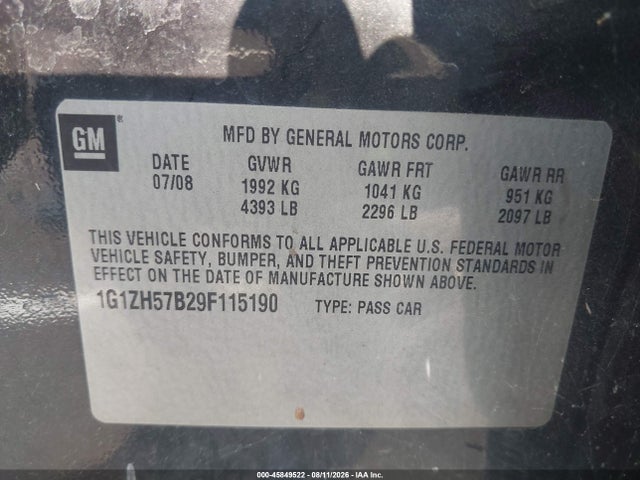 Продаж на аукціоні авто 2009 Chevrolet Malibu Lt, vin: 1G1ZH57B29F115190, номер лоту: 45849522