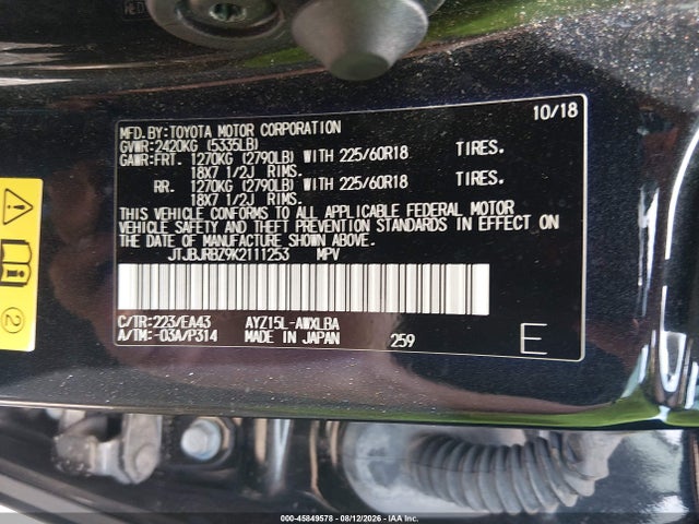 Aukcja sprzedaży 2019 Lexus Nx 300h, vin: JTJBJRBZ9K2111253, numer aukcji: 45849578