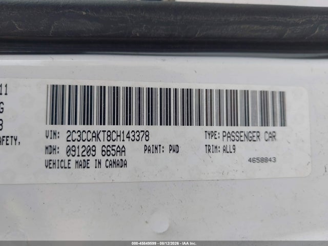 45849599 :رقم المزاد ، 2C3CCAKT8CH143378 vin ، 2012 Chrysler 300c Awd مزاد بيع