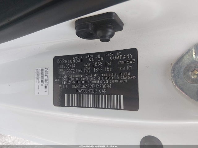 2015 Hyundai Veloster Turbo მანქანა იყიდება აუქციონზე, vin: KMHTC6AE2FU228094, აუქციონის ნომერი: 45849634