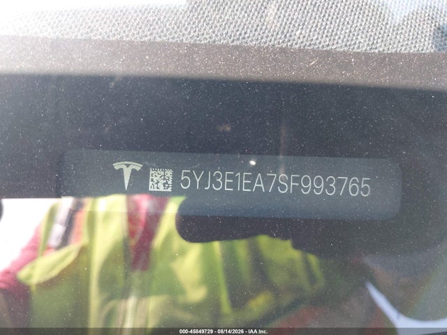 2025 Tesla Model 3 Long Range Rear-wheel Drive/standard Rear-wheel Drive მანქანა იყიდება აუქციონზე, vin: 5YJ3E1EA7SF993765, აუქციონის ნომერი: 45849729