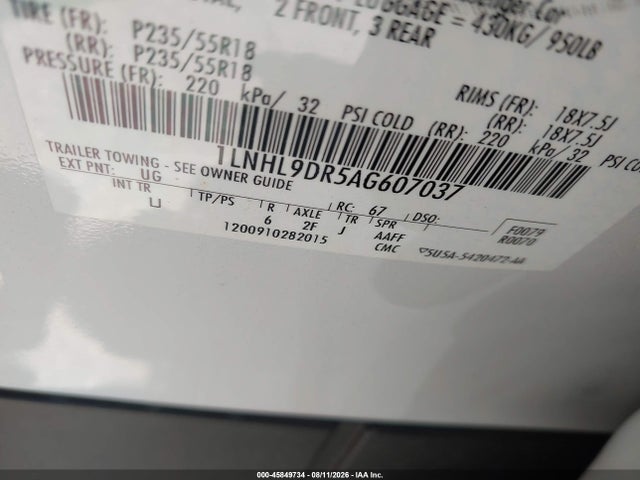 Auction sale of the 2010 Lincoln Mks, vin: 1LNHL9DR5AG607037, lot number: 45849734