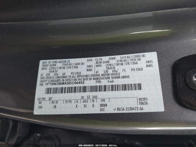 Aukcja sprzedaży 2025 Ford F-350 Platinum, vin: 1FT8W3BMXSEC06452, numer aukcji: 45849825
