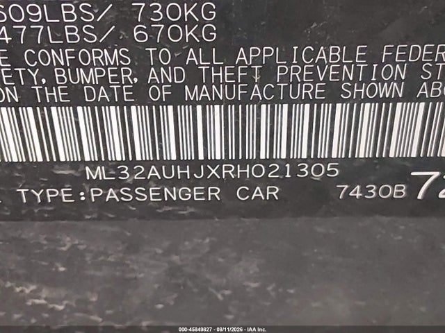 Aukcja sprzedaży 2024 Mitsubishi Mirage Es/le, vin: ML32AUHJXRH021305, numer aukcji: 45849827